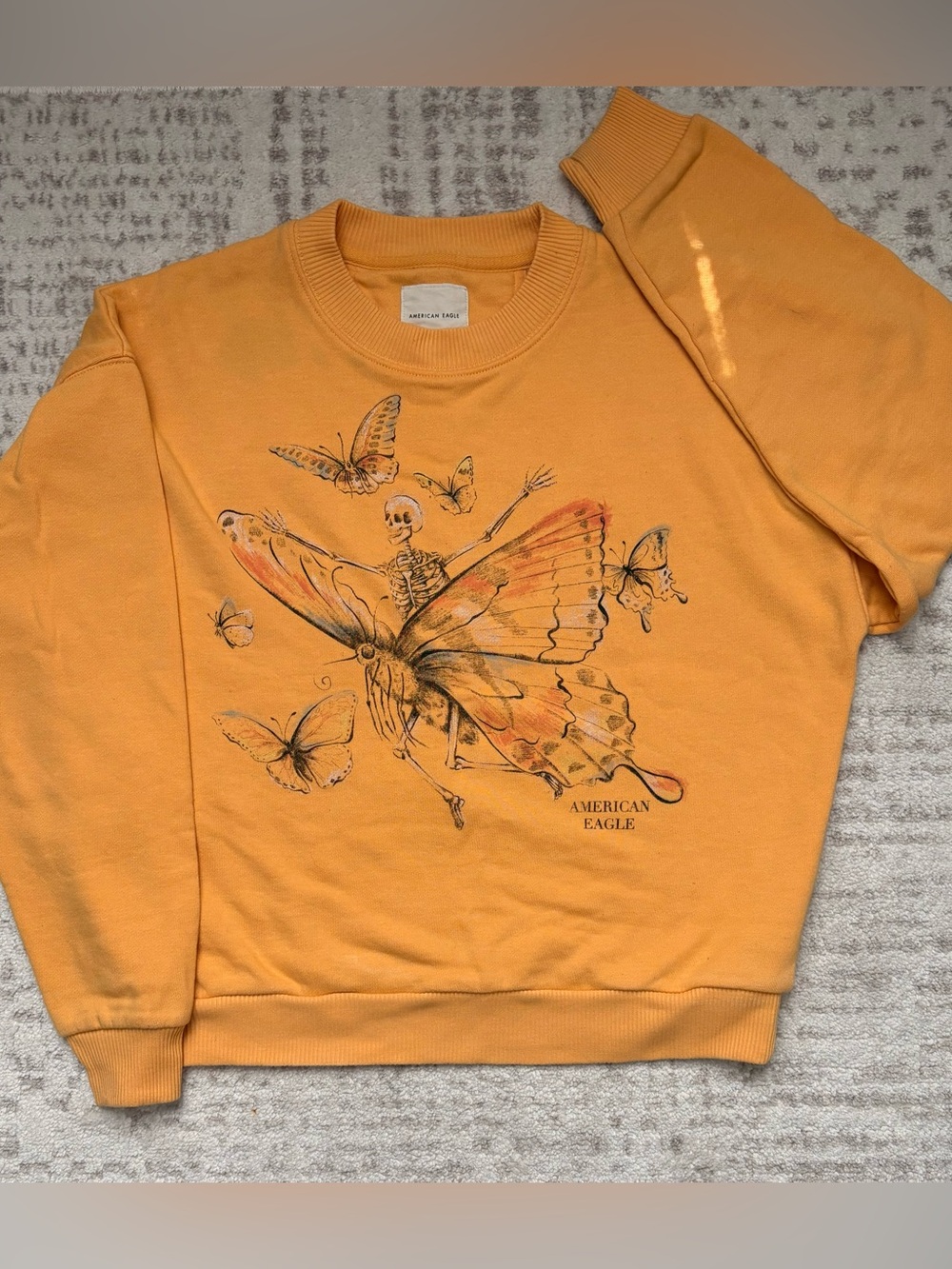 American Eagle Orange Butterfly Graphic Sweatshirt